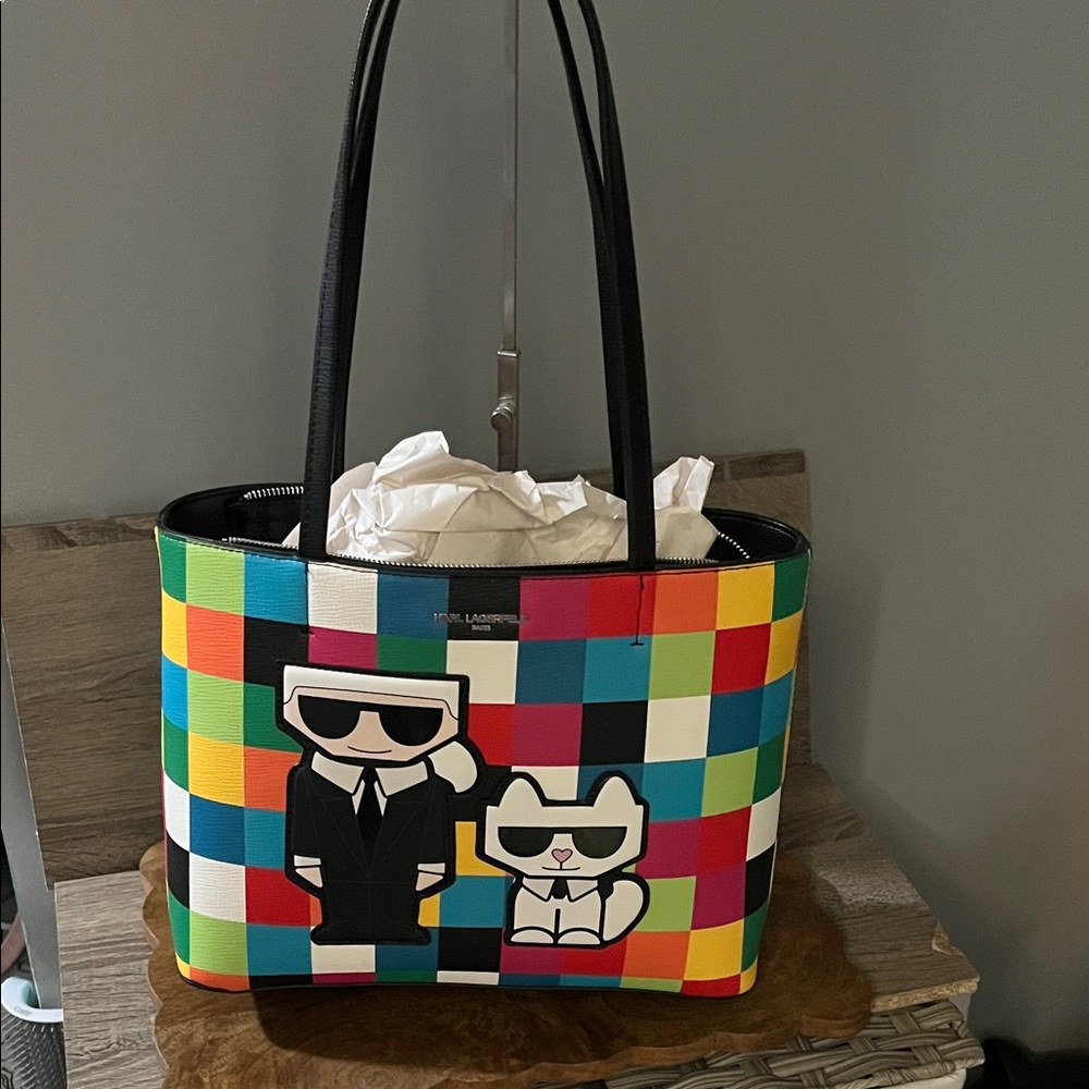 Karl Lagerfeld Colorful Checkered Tote